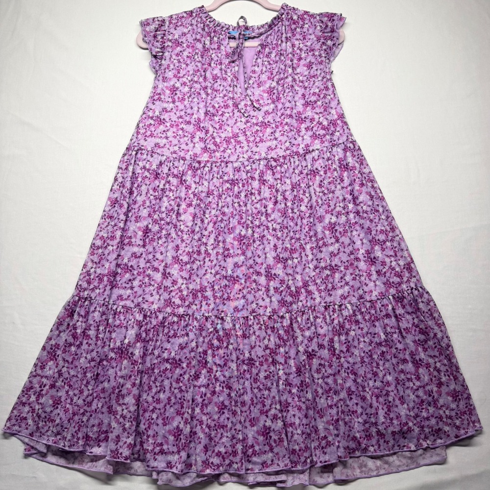 Draper James‎ Floral Tiered Mini Dress Cottagecore Lavender Plus 1X Boho